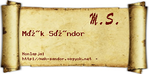 Mák Sándor névjegykártya